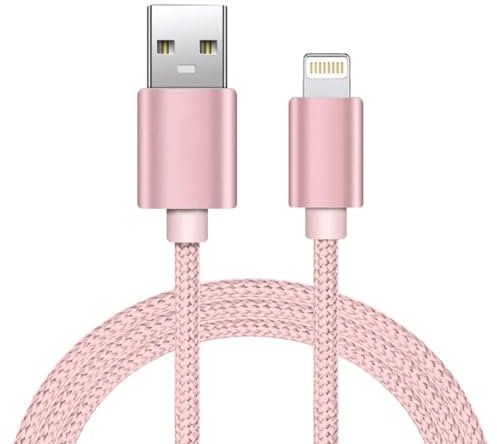 MOBISTAR iPhone Charger Cable - 3M/10FT, 3A Fast Charging Nylon Braided Cable for iPhone 14/13/12/11 Pro Max/XR/XS/X/8/7/6s Plus/5s/SE 2020 (Rose Gold)