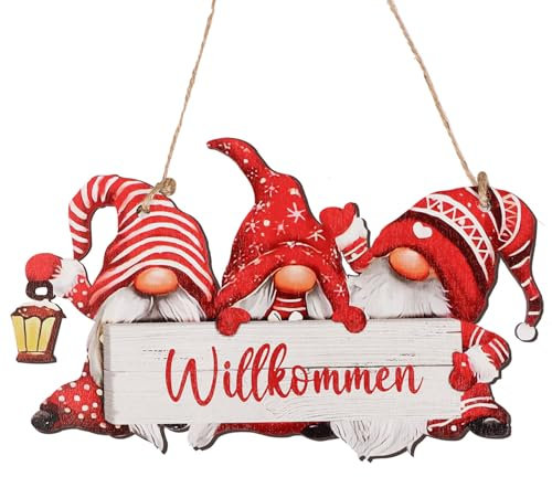 Frohe Weihnachten Anhänger Holz Willkommen Bastelset Bunte bemalt Holzbastelset Weihnachtsschmuck zum Basteln Deko Hänger Dekoration Fensterhänger mit Schnur zum Aufhängen Weihnachtsdeko