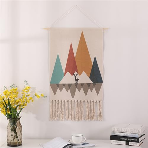BMIDRUT Gewebter Makramee-Wandbehang zum Aufhängen, Bohemian Wandteppiche, Kunst-Wandteppich für Wohnung, Schlafzimmer, Wohndekoration 50x85cm