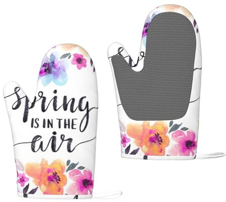 Spring Is In The Air Bedruckte Multifunktionale Silikon Wärmeisolierende Und Verbrühungssichere Handschuhe (Ein Paar)