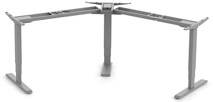 Ergolutions® Primus Ecktischgestell Flex Grau - 150 kg Belastbar, schnell, für Eck- oder Besprechungstisch, ergonomisch und höhenverstellbar, integrierter Touchscreen, Memorytasten, Kabel-Management