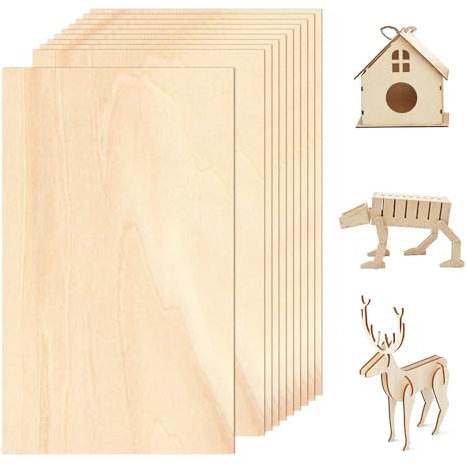 Rhimooay 10 Pezzi Fogli di Legno di Balsa, 100 × 200 × 2mm tavola di compensato, pannelli in legno per artigianato, Tavola di compensato per dipingere