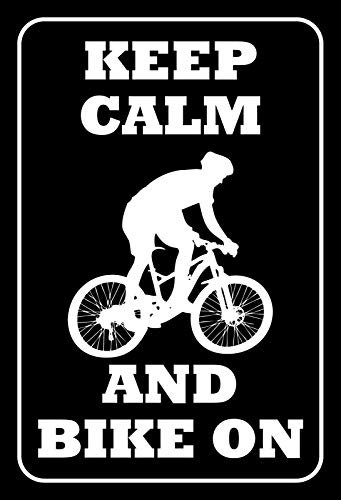 DekoDrom® Holz Schild 20x30 cm Keep calm and bike on Fahrrad Wand Deko Bar Kneipe Cafe Sammler Geschenk