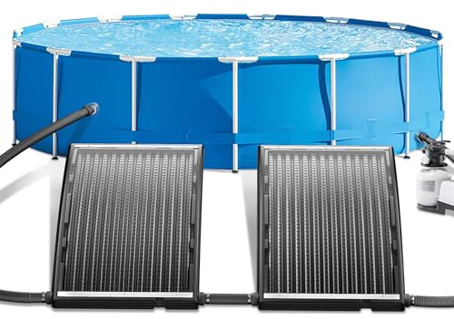 AufuN 2X Sonnenkollektor Pool Solar Poolheizung 110 x 65 x 35 cm, 10000 L/h Höhenverstellbar 38mm Solarheizung Pool Heizungen Solaranlage für Schwimmbad Warmwasser Gartendusche Pool