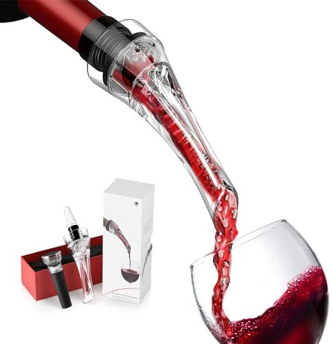 ecooe Dekantierausgießer mit Belüfter & Vakuum Weinpumpe Set,Weinbelüfter Ausgießer & Vakuum Weinverschluss,Tropffreier Wein Dekanter,Lebensmittelechte Materialien,BPA-FREI,Geschenk für Weinliebhaber