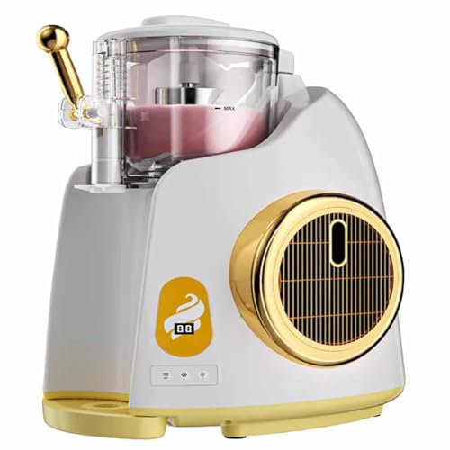 WENNEWU Electric Ice Cream Maker, Built-In Compressor, Countertop Soft Serve Machine With 800ml Hopper, Frozen Yogurt Maker For Cafe Snack Bar,Yellow