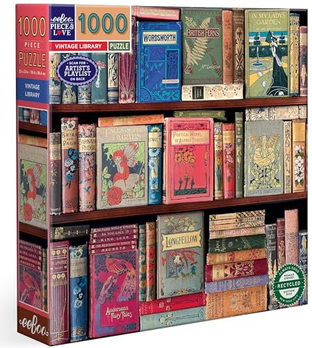 eeBoo PZTVTL Vintage Library – Buntes 1000 Teilen – Puzzle aus recyceltem Karton – Maße 58,5 cm, Mehrfarbig