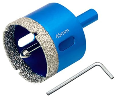 Teronbeta Scie Cloche Diamantée 45mm avec Foret Guidage de Centrage, Professionnelle Foret Diamanté Brasé pour Carrelage, Porcelaine, Verre, Marbre et Céramique