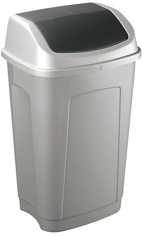 Générique Poubelle Swing 50 litres rectangle à couvercle basculant (Gris)