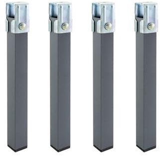 Homey - Set di 4 gambe quadrate con morsetto per rete da 30 x 30 mm, altezza 27 cm, grigio