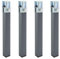 Homey - Lot de 4 Pieds carrés avec Collier de Serrage pour sommier de 30 x 30 mm, Hauteur 27 cm, Gris