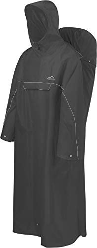 normani Regenponcho mit Rucksackfunktion - Wassersäule: 12.000 mm - Outdoorponcho - Extra Langer Wanderponcho Regencape Reiseponcho mit Ärmeln für Damen und Herren Farbe Dunkelgrau Größe L-XL