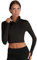 Silky Dance 1/4 Zip Long Sleeve Crop Top Jacket for Girls, Quarter Zip Gym Top, Sports Yoga Dance - Black - Age 9-11