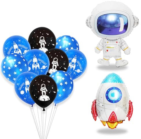 KOBOKO Weltraum Kindergeburtstag Luftballon, Weltraum Deko Folienballon, Astronauten Luftballons Geburtstag Junge, Rakete Geburtstag Deko Junge Ballons, Weltall deko Heliumballon Geburtstagsdeko Junge