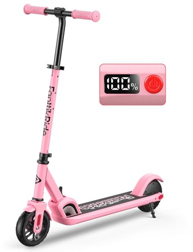 FanttikRide C9 Elektroroller für Kinder ab 8 Jahren, 2 Geschwindigkeiten 10/16 km/h, 8 KM Reichweite, Höhenverstellbar, Faltbar, E Roller Kinder Rosa