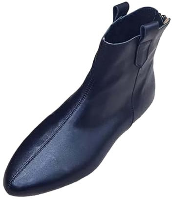 Generico Stivaletti Donna Neri Stivali Brillantinati Donna Stivali corti da donna alla tinta unita in PU, casual, con tacco posteriore e tacco a metà polpaccio Scarponcini Donna Invernali (Black, 37)