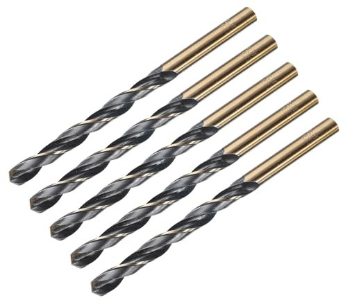 sourcing map 5pcs Straight Shank Twist Drill Bits 6.8mm Gold Titanium & Black Nitride Coated High Speed Steel (HSS) 4341 with 6.8mm Shank for Stainless Steel Alloy Metal Plastic Wood