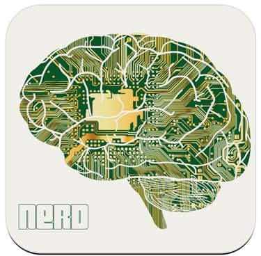 Untersetzer aus Holz – Gehirn in Leiterplatte Nerd – 1 Stück (95 x 95 mm)
