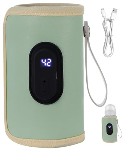 Chauffe-biberon portable 18W Chauffe-biberon à chauffage rapide Température réglable Chauffe-biberon USB pour la maison Famille Voyage Vert Chauffe-biberon portable Chauffe-biberon de voyage Chauffe-b