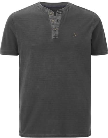 Jan Vanderstorm Herren T-Shirt Taagurd | 100% Baumwoll-Jersey T-Shirt, Henley-Knopfleiste, Comfort-Fit, dezente Struktur-Optik, feine Streifen, 100% Baumwolle, L–7XL
