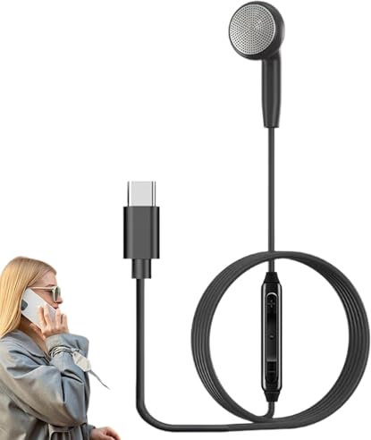 Auriculares con cable único,Auriculares con cable de una sola cara,Auriculares mono para teléfono inteligente con micrófono para empresas - Control de cable de auriculares de un solo oído para familia