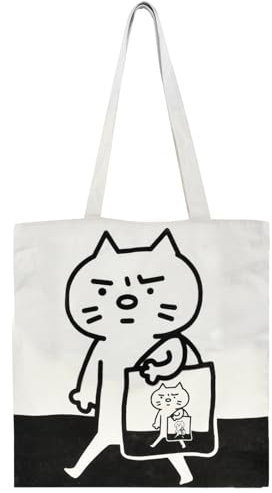 Dewocke Katzen Canvas Tragetasche, Wiederverwendbare Einkaufstasche, Stoffbeutel Bedruckt, Tragetasche Canvas-Stoff, Faltbar Stoffbeutel, für Schule, Arbeit, Täglichen Einkauf, Strand, Reisen