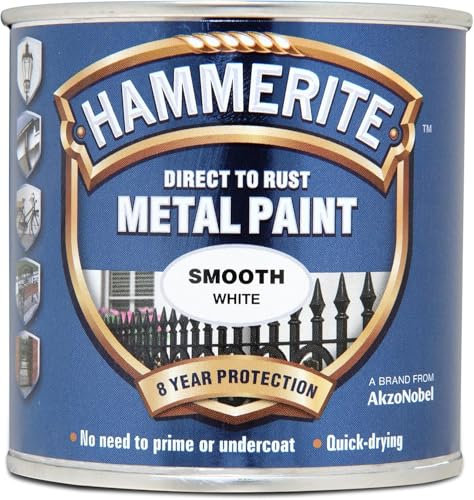 ASA® Hammerite Direct to Rust Metal Paint - Quick Drying - No Primer or Undercoat Needed - Smooth Finish - White - 250ml