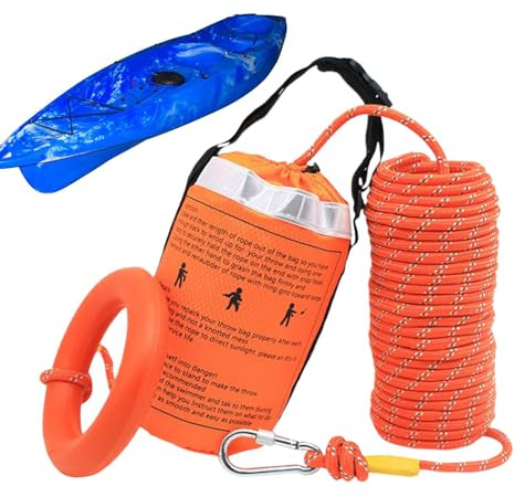 Rettungsseil-Set – Sicherheitstasche, 400 kg, schwimmendes Gerät, startbar, hohe Sichtbarkeit, für Wassersport, Kajak und Abenteuer im Freien