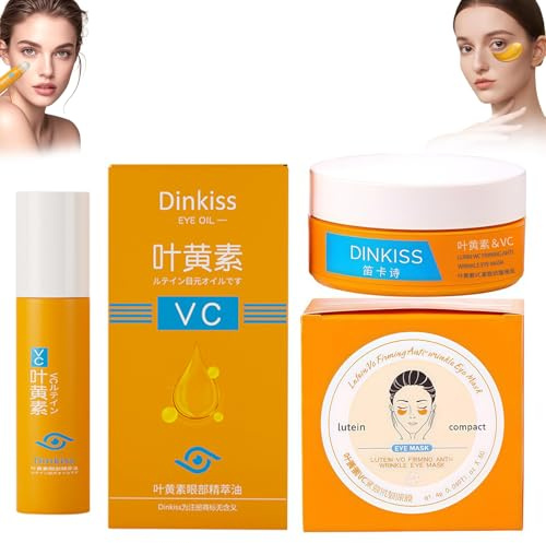 Lutein Anti Falten Serum öl, Augenpads Gegen Augenringe Vintamin C, Eye Patch mit Lutein und VC, Anti-Aging-Augenserum gegen Falten, Tränensäcke, Entfernen Schwellungen Und Augenringe