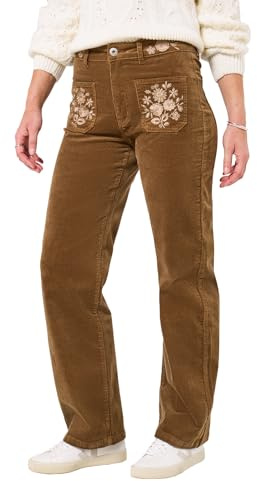 Joe Browns Women's Embroidered Mocha Stevie Cord Trousers Corduroys