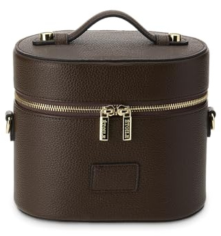 Etoile - Ovaler Kulturbeutel – Reise-Make-up-Tasche mit Schultergurt und herausnehmbarer Trennwand, Espresso, Mini-Kosmetik-Reisetasche
