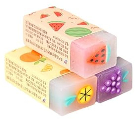 6 Stück Radiergummi Set - Kinder Mitgebsel mit Dinosaurier-Muster und Fruchtgeschmack - für Schulen, Skizzen, Büro und Zeichen