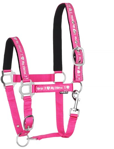 Start Halfter Pferd Pink – 2-Fach verstellbar, weich gepolstert, mit Karabinerhaken & silbernen Beschlägen, Pony & Shetty, Robustes Weidehalfter – ILoveMyHorse (Rosa, Cob (Vollblut))