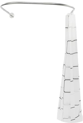 Asta per tenda da doccia a forma di U, pieghevole, telescopica, angolo a U, regolabile, asta per tenda da doccia, per bagno, bagno, finestra, balcone