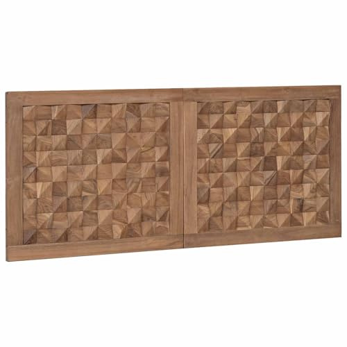 vidaXL Kopfteil Natur Massivholz Teak, Rustikales Teak Wandkopfteil, massives Holz Schlafzimmermöbel, platzsparendes Bettaccessoire, Landhaus Stil Deko