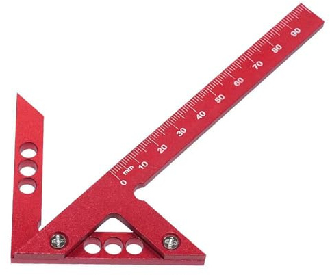 Center Finder Scribe Gauge, 45° Angle Woodworking Marking Tool (Red) | Center Scriber with Accurate Line Marking, 45° 90° Right Angle Line Gauge for Locating Circle Centres and Woodworking