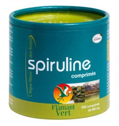 Flamant Vert Spiruline Algue Bleue des Andes 500 Comprimés de 500 mg