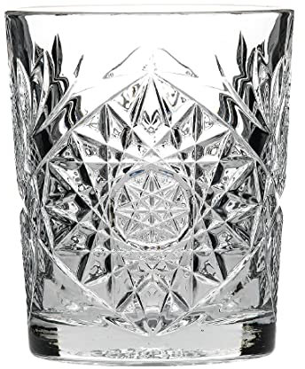 Diseño tradicional gafas doble Hobstar 12 oz/340 ml - Juego de 12 - Vaso para Whisky con Vintage de cristal tallado