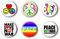 6 Peace Frieden Buttons Buttonset Ansteckbuttons 70er 70ies Anstecker #2 (2,5cm)