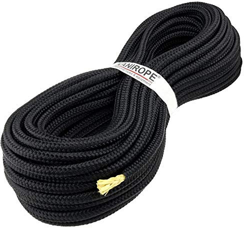 Kanirope® Polyesterseil mit Aramidkern Kevlarseil Seil PARABRAID 6mm 30m Schwarz geflochten