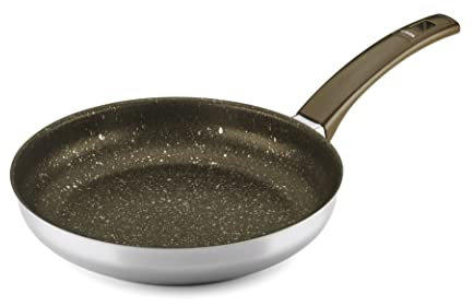 ALZA Petrea - Bratpfanne 28 cm, Edelstahl 18/10, 4 lagige Antihaftbeschichtung, PFOA-frei, Für alle Herdarten, Induktion, Grillplatten-Effekt, Für Fleisch