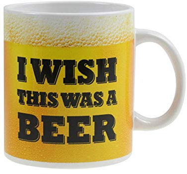 OOTB 78/8189 en porcelaine tasse, I Wish This Was a Beer, Porcelaine, Jaune, 15 x 12 x 14,2 cm, 1 unités