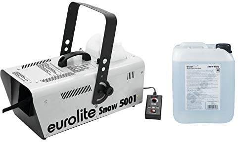 EUROLITE Set Snow 5001 Schneemaschine + Schneefluid 5l | Schneemaschine mittlerer Größe mit Kabelfernbedienung inklusive Schneefluid für Kunstschnee