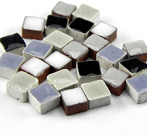 Mosaik Mini 5mm Keramik, 500 Stück, mix schwarz weiß, MXNB