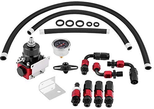 KIMISS Universal Einstellbarer Kraftstoffdruckregler Kit Öl 0-100psi Gauge AN 6 Fitting End