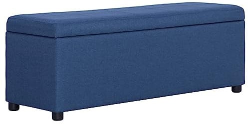 vidaXL Bank mit Staufach Sitzbank Sitzhocker Sitztruhe Flurbank Truhenbank Aufbewahrungsbox Truhe Spielzeugkiste Polsterbank 116cm Blau Polyester