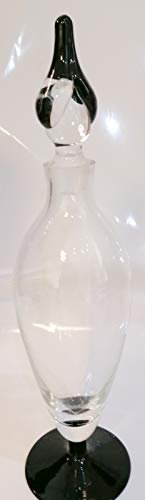 Oberstdorfer Glashütte Dekorative Karaffe modern Chateau Flasche Vase schwarz klar Dekanter mit eingeschliffenem Stopfen mundgeblasen Höhe ca 40 cm Inhalt0,75 L.