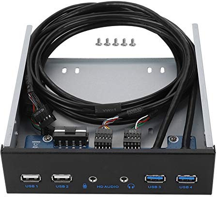 Hub USB del Panel Frontal de 5.25 Pulgadas con 2 Puertos USB 3.0 y 2 Puertos USB 2.0 y 1 Puerto de extensión de Audio HD, Plug and Play, aleación de Aluminio