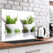 murando Spritzschutz Glas für Küche 80x60 cm Küchenrückwand Küchenspritzschutz Fliesenschutz Glasbild Dekoglas Küchenspiegel Glasrückwand Kräuter Pflanzen - j-B-0094-aq-e