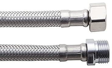 CREA 3/8 AG x 3/8 IG Verlängerungsrohr Flexschlauch Flexibler Panzerschlauch Verbindungsschlauch Anschlussschlauch Edelstahl für Armatur Wasserhahn 40cm